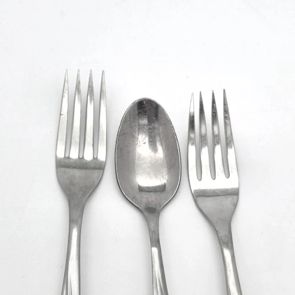 Superior Stainless USA Flatware 3pc Set Silver Floral Vine Forks Spoon Vintage